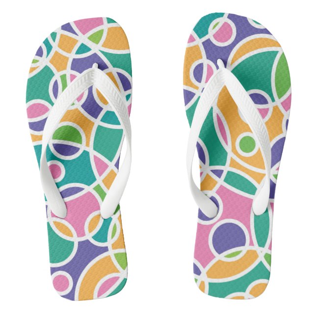 Tongs Motif de cercles fous de couleurs vives (Semelle)
