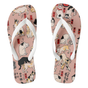 Tongs Motif de chat Ukiyo-e japonais vintage : Kuniyoshi