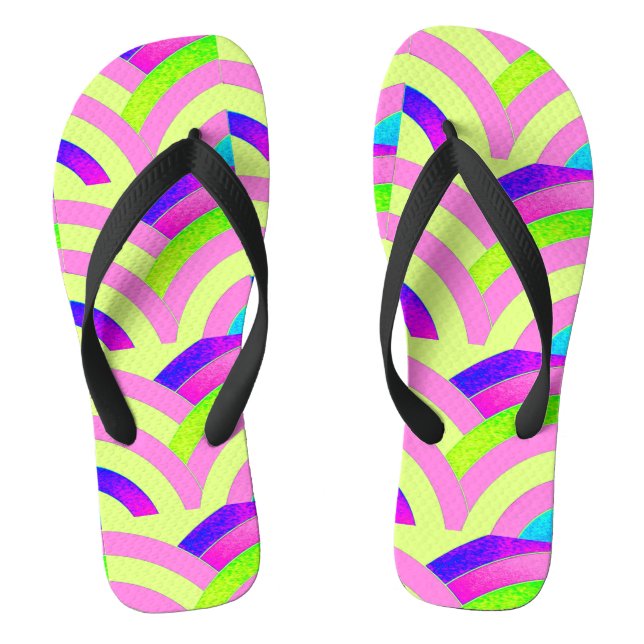 Tongs motif de chevron incurvé jaune rose (Semelle)
