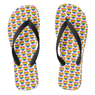Tongs Motif de cœur arc-en-ciel de fierté gay LGBT