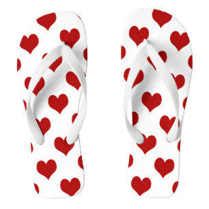 Tongs Motif de coeur de mosaïque rouge