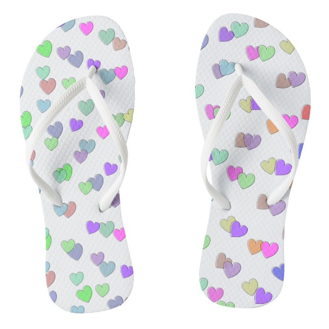 Tongs Motif de cœur en forme pastel  (Semelle)