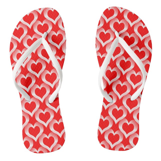 Tongs Motif de cœurs rouges et blancs (Semelle)