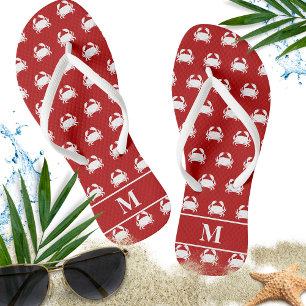 Tongs Motif de crabe rouge et blanc, personnalisation na