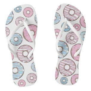 Tongs Motif De Donuts, Donuts Roses, Donuts Bleus