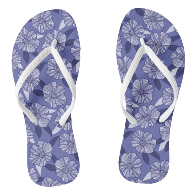 Tongs Motif de feuille florale violette moderne (Semelle)