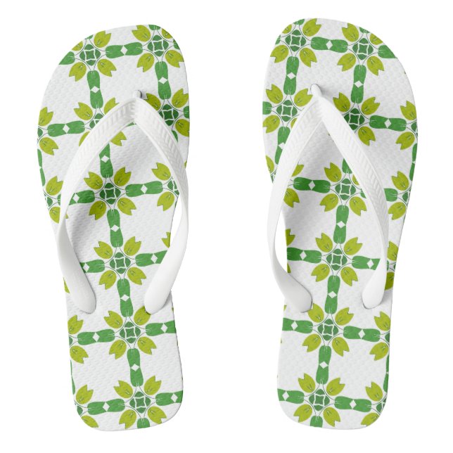 Tongs Motif de feuille, motif de feuilles, feuilles vert (Semelle)