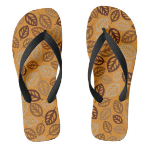 Tongs Motif de feuilles brunes mignonnes