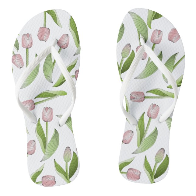 Tongs Motif de fleur de tulipe rose moderne (Semelle)