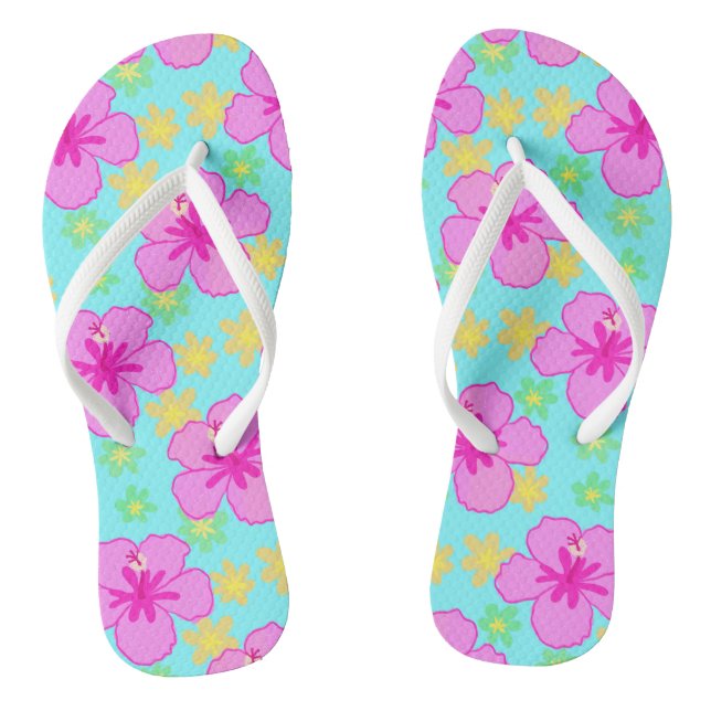 Tongs Motif de fleur d'hibiscus rose (Semelle)