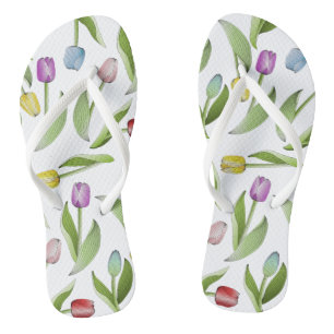 Tongs Motif de fleurs de tulipes colorées modernes