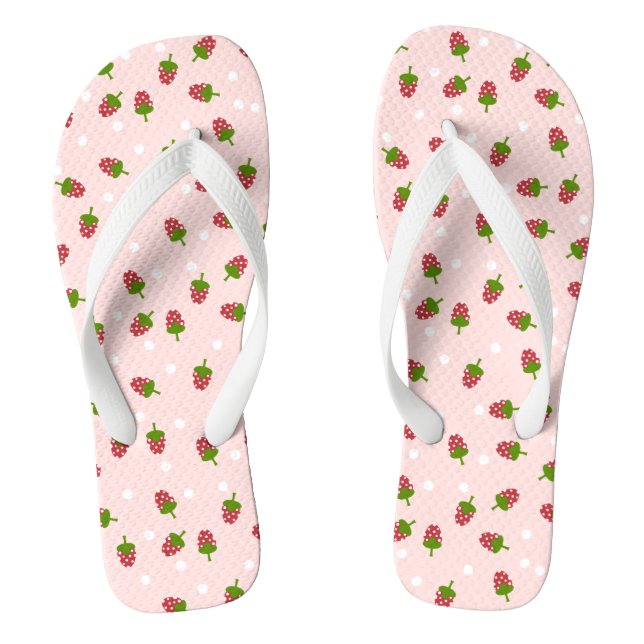 Tongs Motif de fraise rose mignonne fille Kawaii (Semelle)