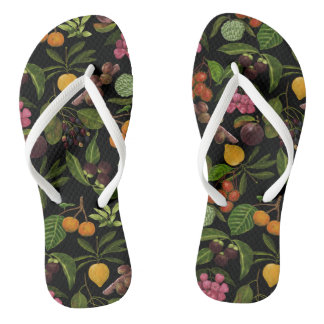 Tongs Motif de fruits exotiques tropicaux peints à la ma