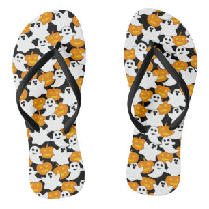 Tongs Motif de Ghost et Citrouille Halloween