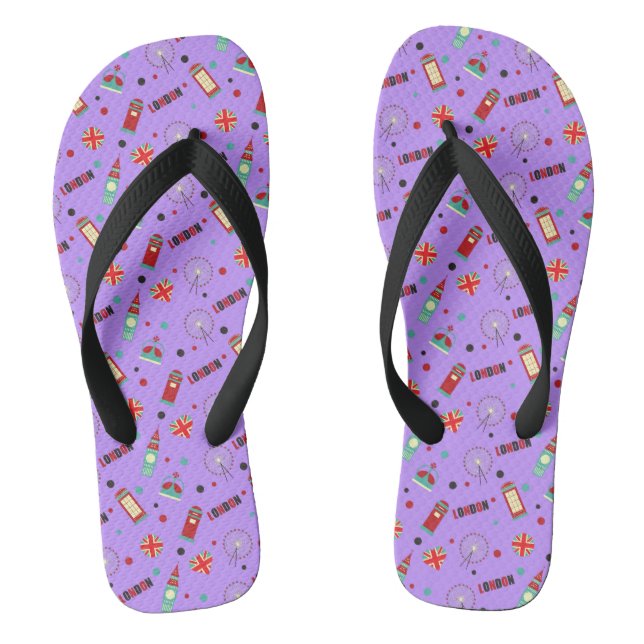 Tongs Motif de Londres avec fond violet (Semelle)