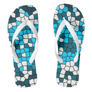 Tongs Motif de mosaïque cool l Bleu tendance l Été