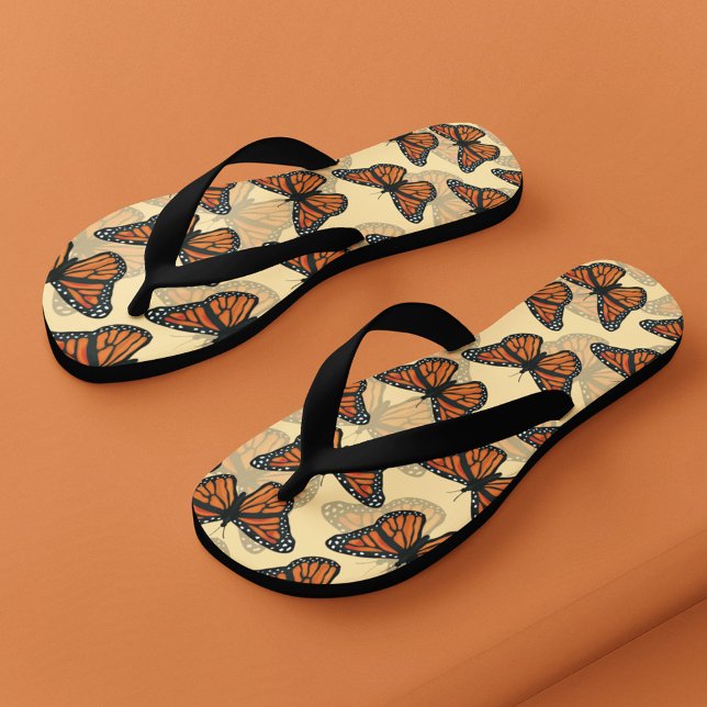 Tongs Motif de papillons Monarque Botanique (Cute flip flops with butterfly pattern.)