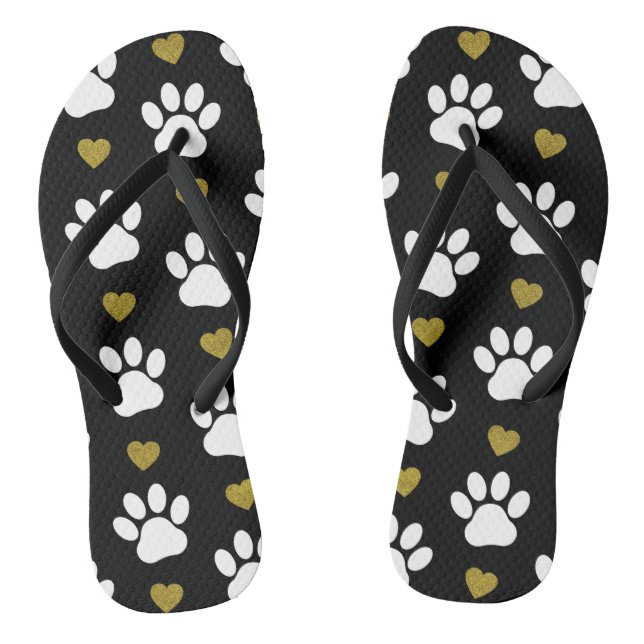 Tongs Motif De Pâtes, Pâtes De Chien, Pâtes Blanches, Co (Semelle)