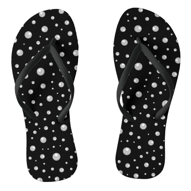 Tongs Motif de perle sur fond noir (Semelle)