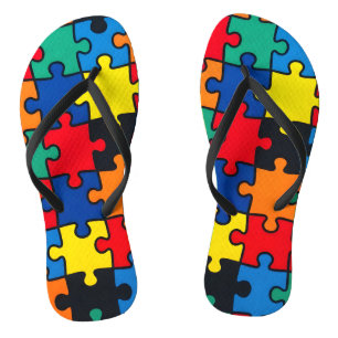 Tongs Motif de pièce de puzzle abstrait coloré sans cout