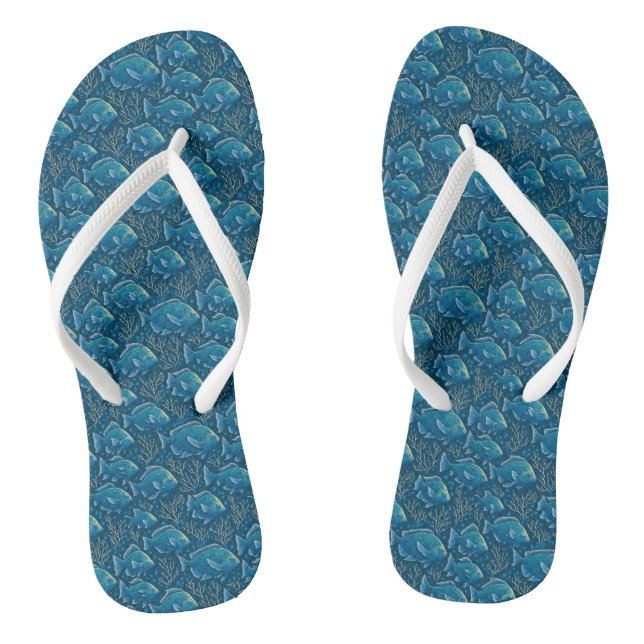 Tongs Motif de poisson bleu (Semelle)