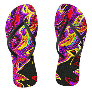 Tongs Motif de Rayonnement Vif et Lumineux