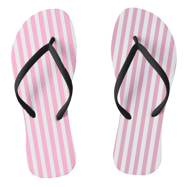 Tongs Motif de rayure verticale rose et blanc (Semelle)