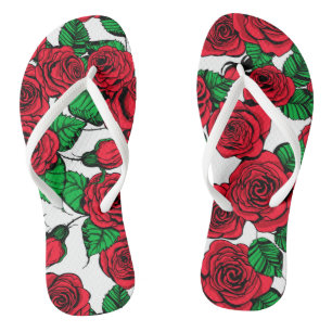 Tongs Motif de roses rouges