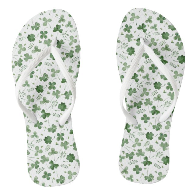 Tongs Motif de Shamrock d'aquarelle douce (Semelle)