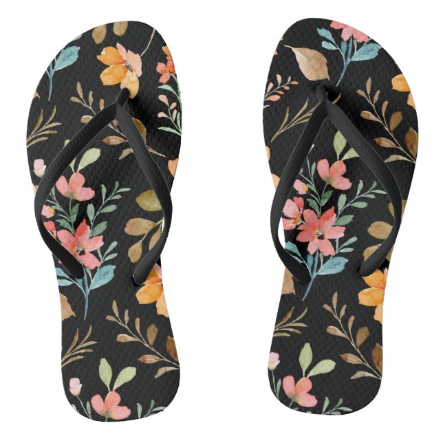 Tongs Motif de surface floral - Aquarelle de mode printe (Semelle)