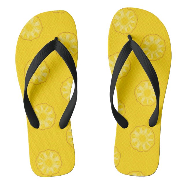 Tongs Motif de tranches d'ananas jaune (Semelle)