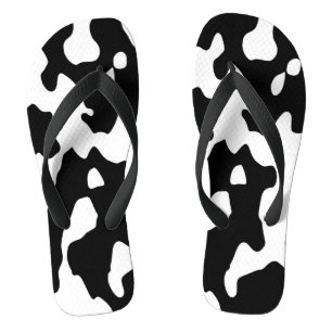 Tongs Motif de vache noir et blanc