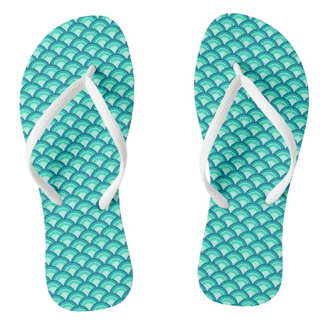Tongs Motif de vague Art déco, nuances de turquoise (Semelle)