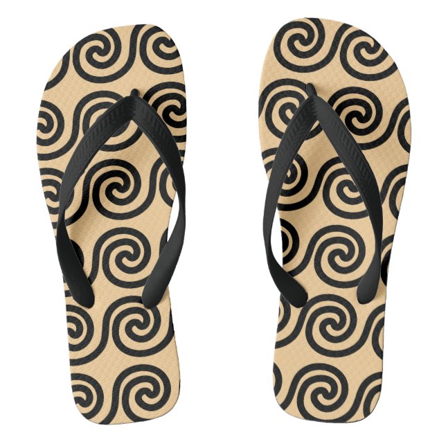 Tongs Motif de vagues de clé Méandre grec marron (Semelle)