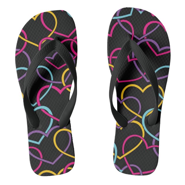 Tongs Motif de Valentine avec des coeurs de couleur (Semelle)