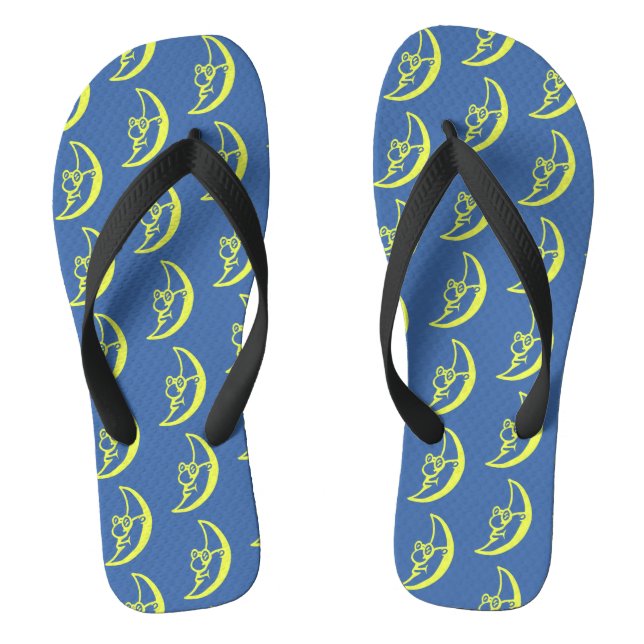 Tongs Motif de visage de lune jaune bleu (Semelle)