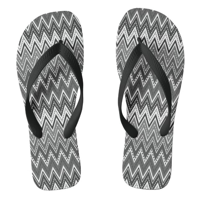 Tongs Motif de zigzag géométrique noir et blanc (Semelle)