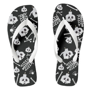Tongs Motif des os crâniens de squelette d'Halloween