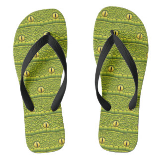 Tongs Motif des yeux de serpent - Abstrait reptile vert