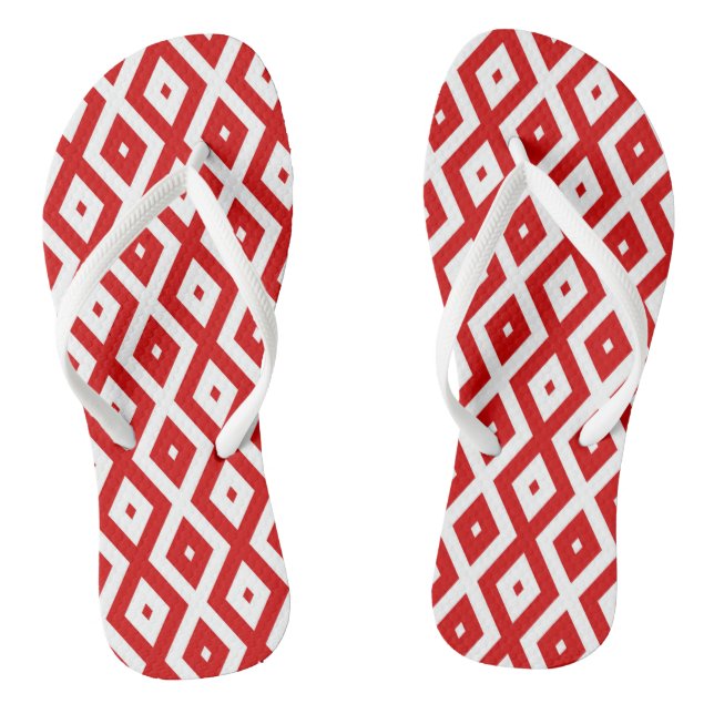 Tongs Motif diamant rouge et blanc (Semelle)