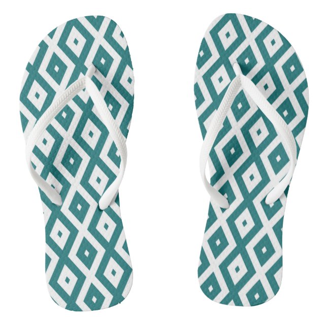 Tongs motif diamant turquoise et blanc (Semelle)