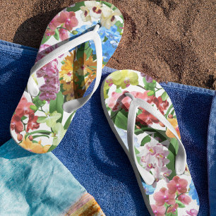 Tongs Motif d'orchidées tropicales