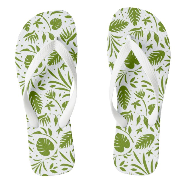 Tongs Motif élégant à feuilles vertes (Semelle)