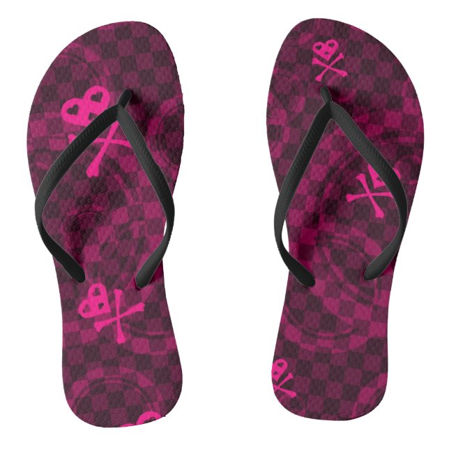 Tongs Motif Emo Rose aux cercles (Semelle)