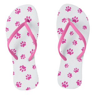 Tongs Motif Empreinte de patte rose