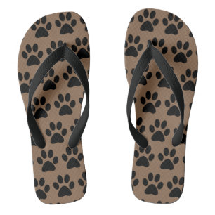 Tongs Motif Empreintes de Patte de Chien Mignon Noir Mar