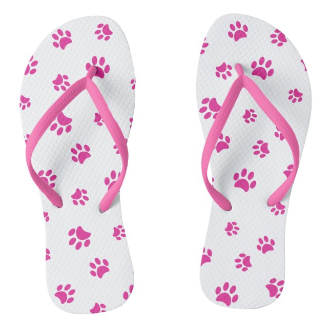 Tongs Motif Empreintes de Patte Roses (Semelle)