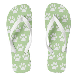 Tongs Motif empreintes de pattes de chien mignon vert ét