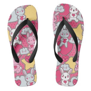 Tongs Motif enfant de Kawaii avec de mignons Doodles
