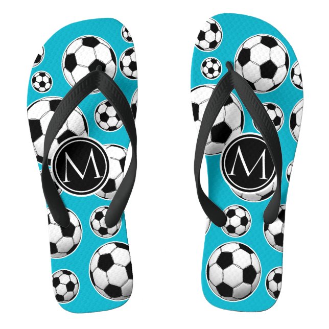 Tongs Motif et monogramme du Scuba Blue Soccer Ball (Semelle)